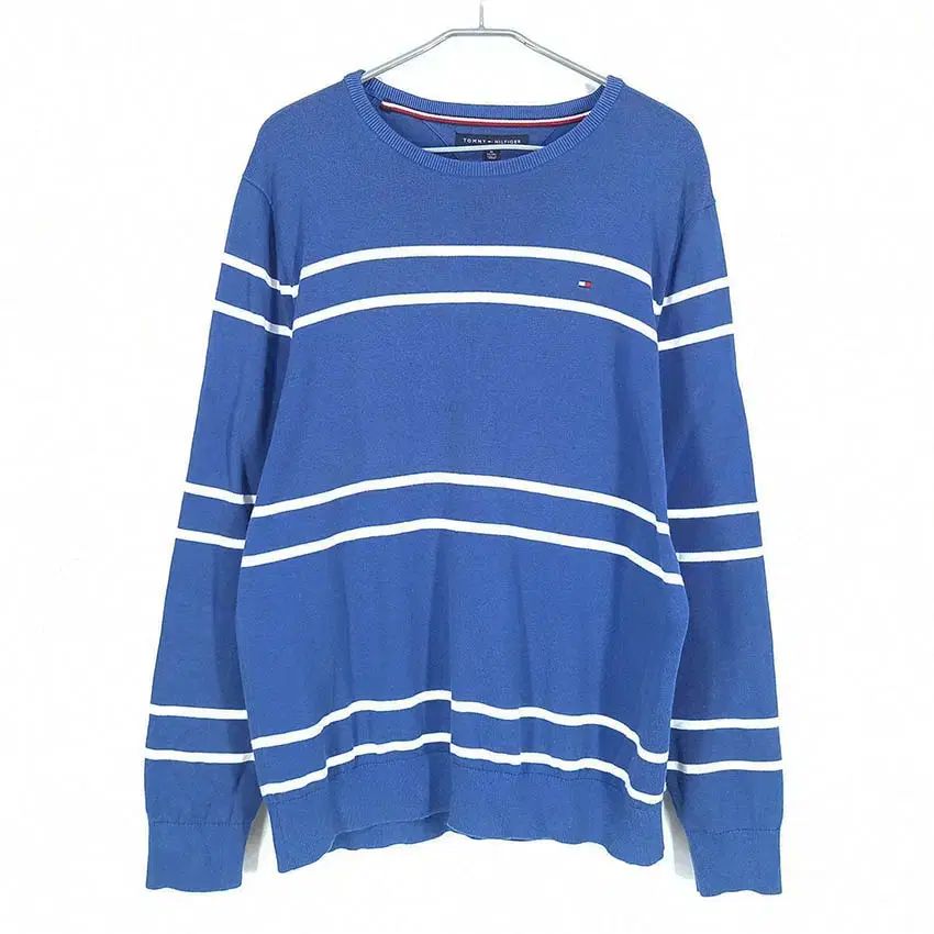 【雷市場（ポンジャン）商品韓国直送】 Tommy Hilfiger(トミーヒルフィガー) メンズ ラウンド ロングスリーブニット T シャツ ミドルブルー XL （ HU36189 ）