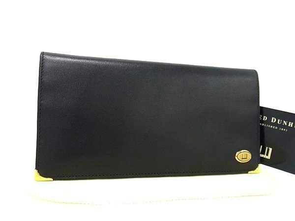 新品未使用 dunhill ダンヒル レザー 二つ折り 長財布 ウォレット メンズ ブラック系 FD2793