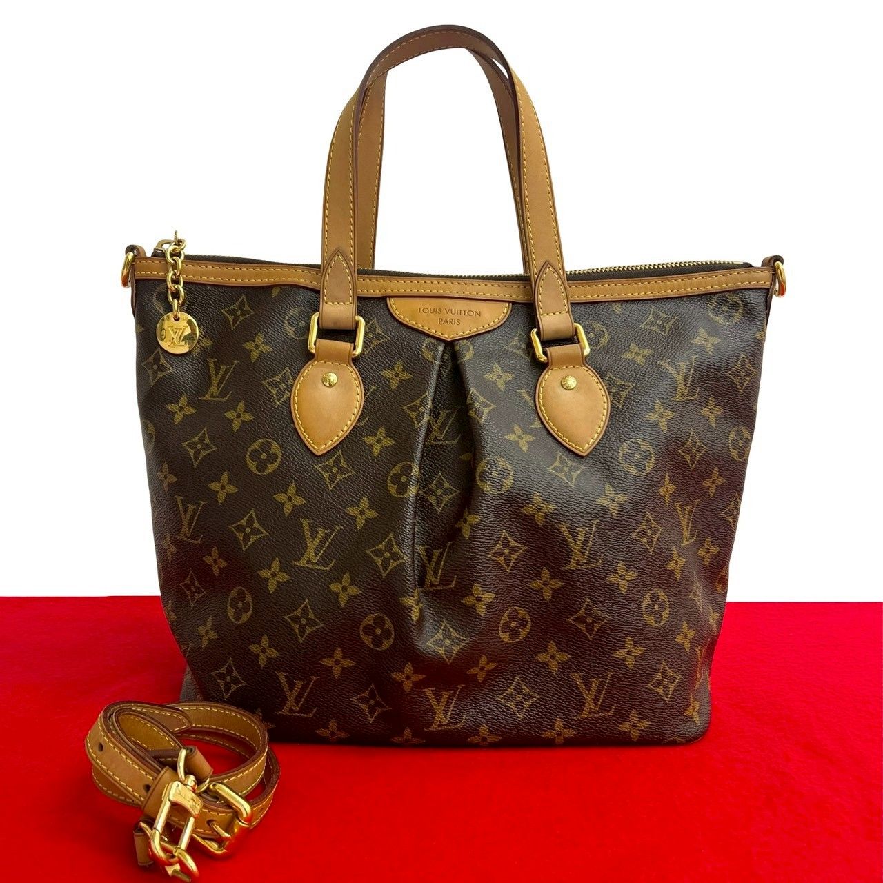 極 美品 LOUIS VUITTON ルイヴィトン パレルモ PM モノグラム レザー