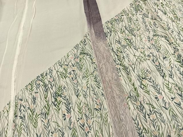 平和屋着物▽訪問着　無双　紗袷　紗×絽　手描き　草花文　正絹　逸品　AAAW7885fy 平和屋着物▽訪問着 無双 紗袷 紗×絽 手描き 草花文 正絹 逸品