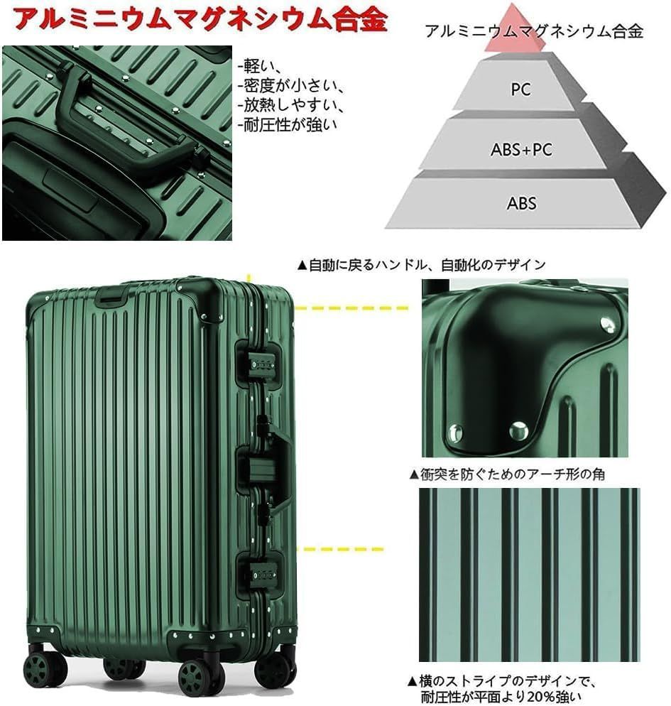 lanbao スーツケース オールアルミ合金 キャリーケース 機内持ち込み 大容量 アルミ合金ボディ TSAロック 静音ダブルキャスター 軽 lanbao] スーツケース オールアルミ合金 キャリーケース アルミニウム