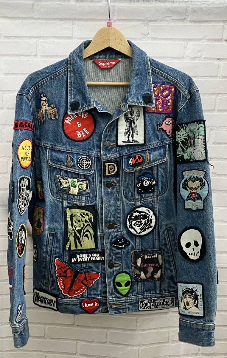 [即完売品] Supreme Denim Jacket Mサイズ Supreme / シュプリーム / 18SS Patches Denim Trucker Jacket