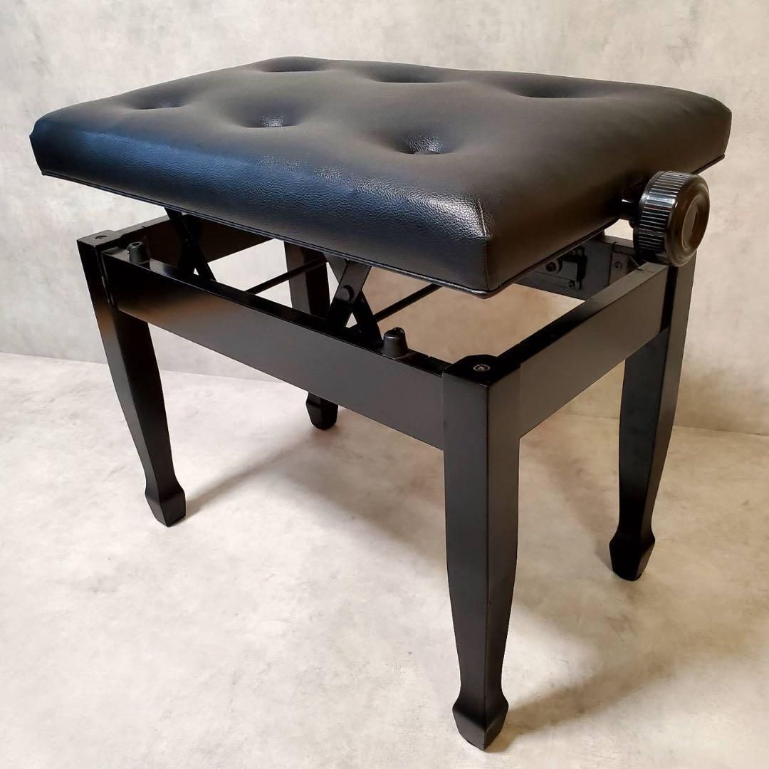 【高級】ピアノ椅子 猫脚 日本製 両手ハンドル 高さ調整式 黒 レザー ブラック 高級】ピアノ椅子 猫脚 日本製 両手ハンドル 高さ調整式 黒