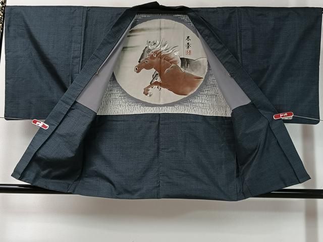 平和屋着物○男性 本場大島紬 アンサンブル・長襦袢セット 袷 100亀甲