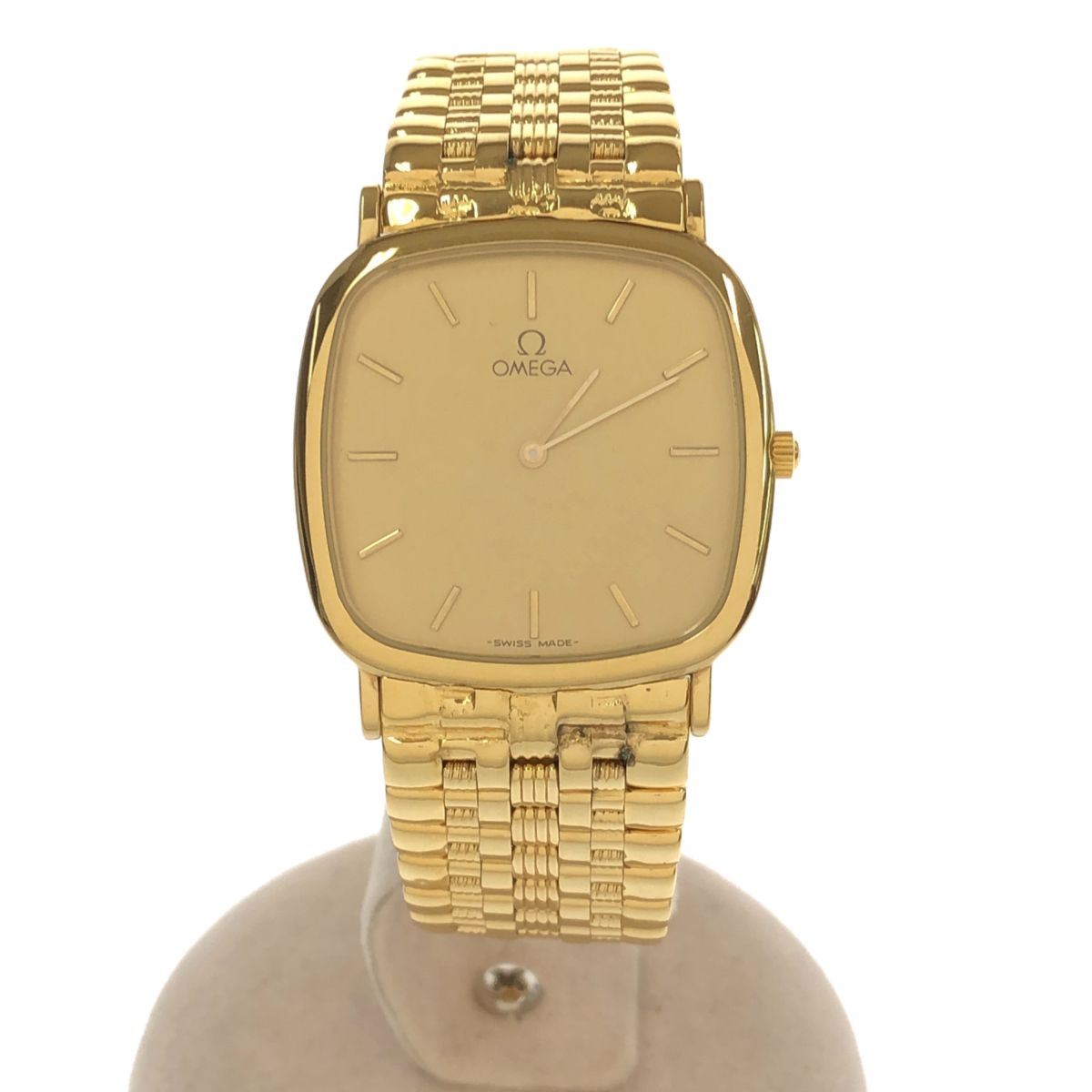 稼働OMEGA クオーツ時計ユニセックス ゴールドベルト社外品