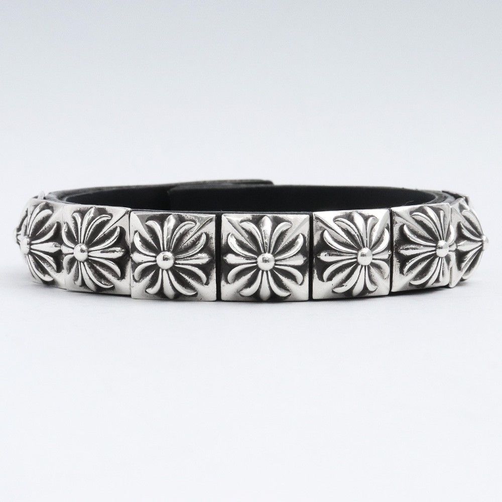 CHROME HEARTS ゼロピラミッドシングルレザーブレスレット CHROME