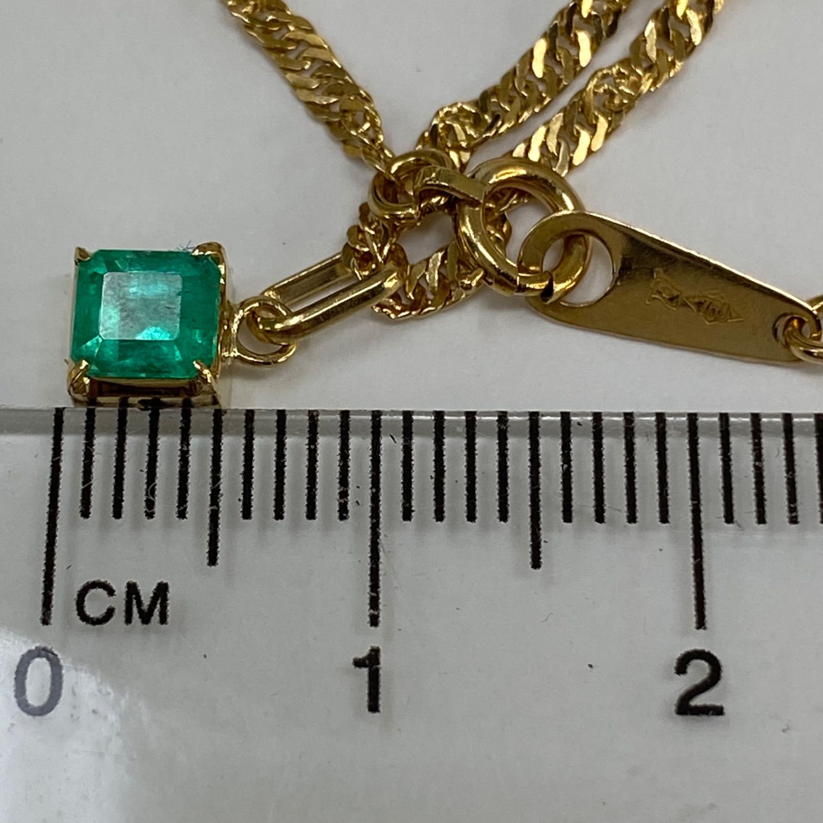 used K18YG 天然エメラルドペンダント＆ネックレス 0.42ct 上質