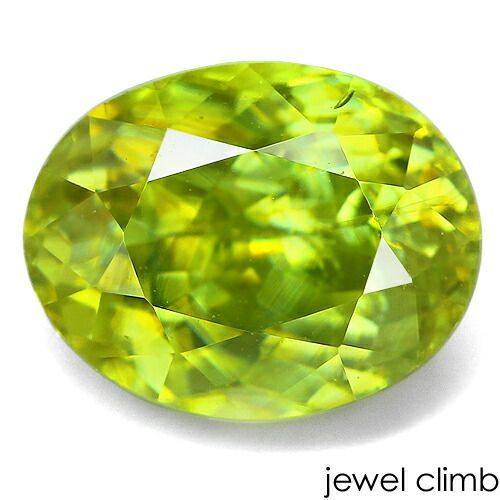 鑑別書付 鮮烈な輝きを放つ 石グリーンスフェーン 宝石 ルース ２．１５ＣＴ