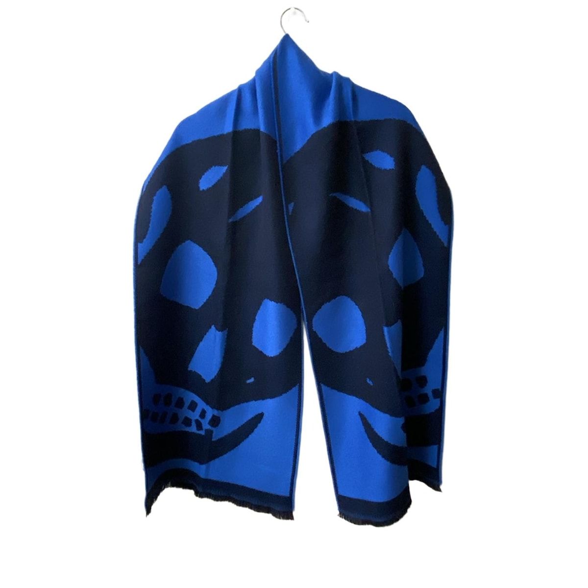 ALEXANDER McQUEEN アレキサンダーマックイーン マフラー - ブルー×黒 ウール