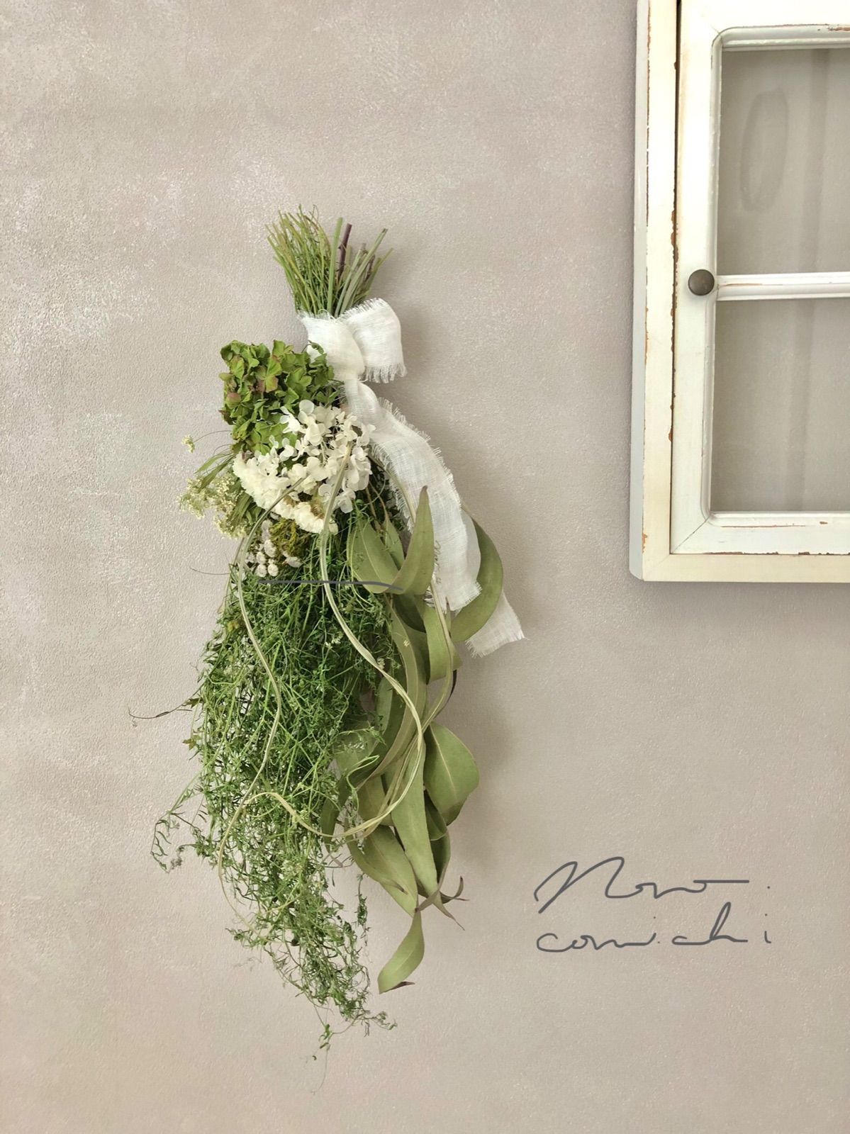 秋色　アナベル　ユーカリ　ナチュラル　グリーン　スワッグ 秋色 アナベル ユーカリ ナチュラル グリーン スワッグ 限りなく優しい