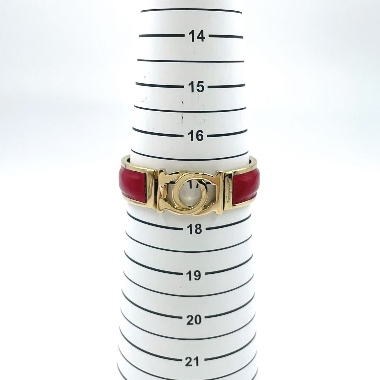 値下げSalvatore Ferragamo ゴールドスチール✖️レザー バングル Salvatore Ferragamo ダブルガンチーニ レザー レザー×メタル