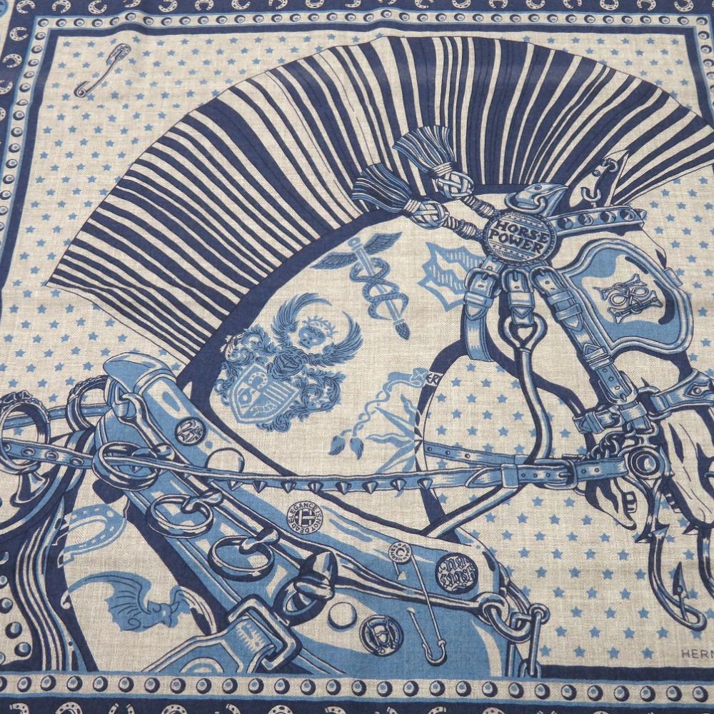 新品未使用 エルメス カレH 65 シュヴァル・パンク・バンダナ グレー