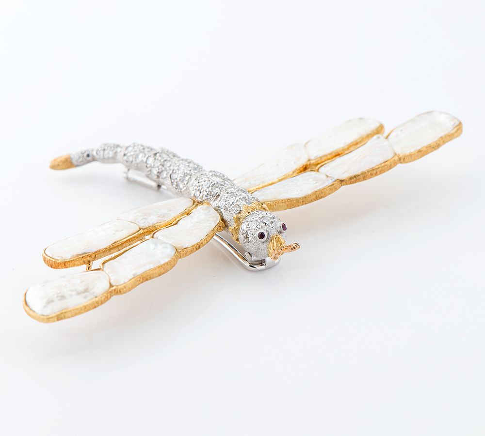 ジェンナーロ・ガロファロ シェルカメオダイヤブローチ K18/Pt900 24g