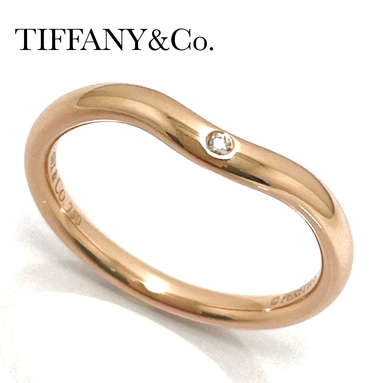 TIFFANY&Co. / ティファニー　カーブドバンド 1Pダイヤ リング　750PG　9号38g付属