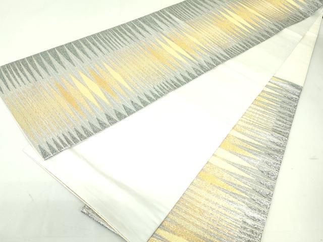 【美品　西陣織】正絹 ゴールド六通袋帯　七宝 花々　金銀糸 平和屋着物○西陣の名門 加納幸謹製 六通柄袋帯 唐織 宝尽くし花