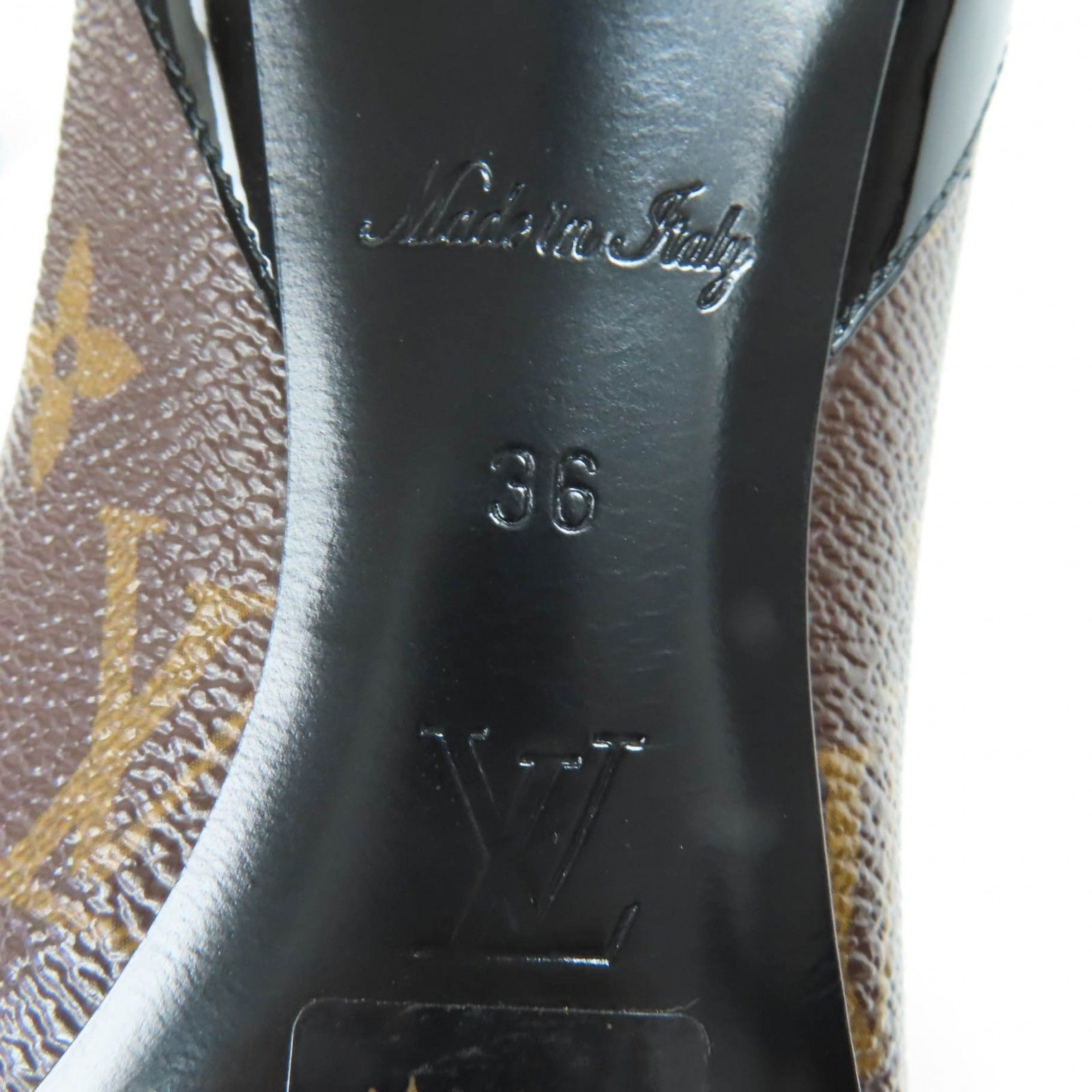 LOUIS VUITTON ルイヴィトン シェリー ライン モノグラムキャンバス パテントレザー パンプス ブラウン 36 き イタリア製 レディース KIN-KAAI_COM