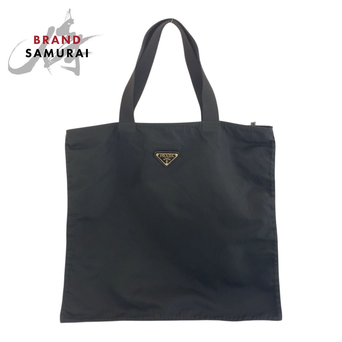 美品 PRADA プラダ テスート 三角ロゴプレート ブラック 黒