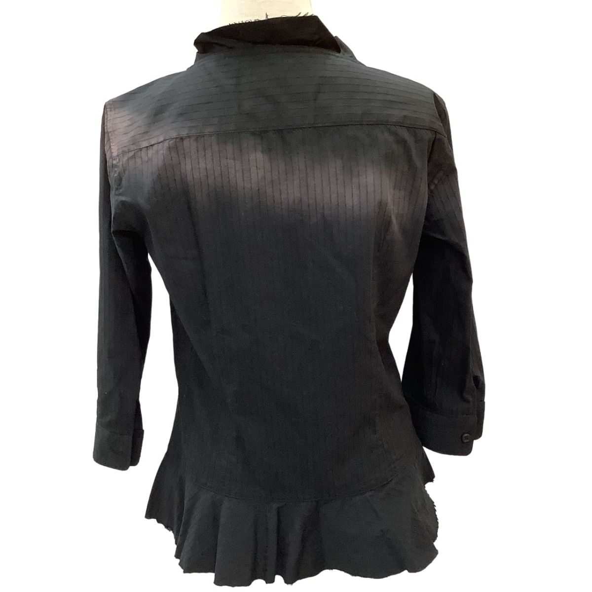  ISSEY MIYAKE イッセイミヤケ 変形 シャツ SIZE 2 グレースプレー柄 ブラック 五分袖 七分袖 シャツ ブラウス