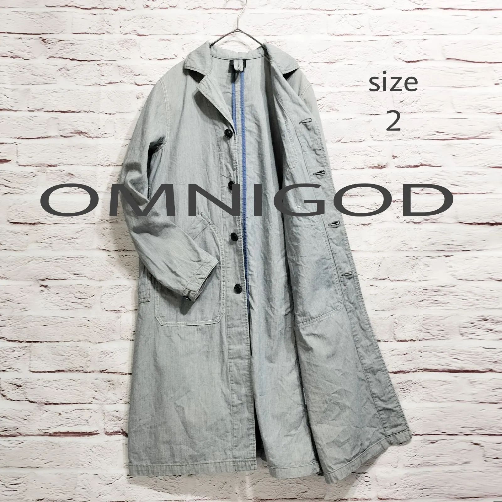 激安の リネン混 日本製】OMNIGOD 薄手 ストライプ柄 ロングコート ジャケット・アウター