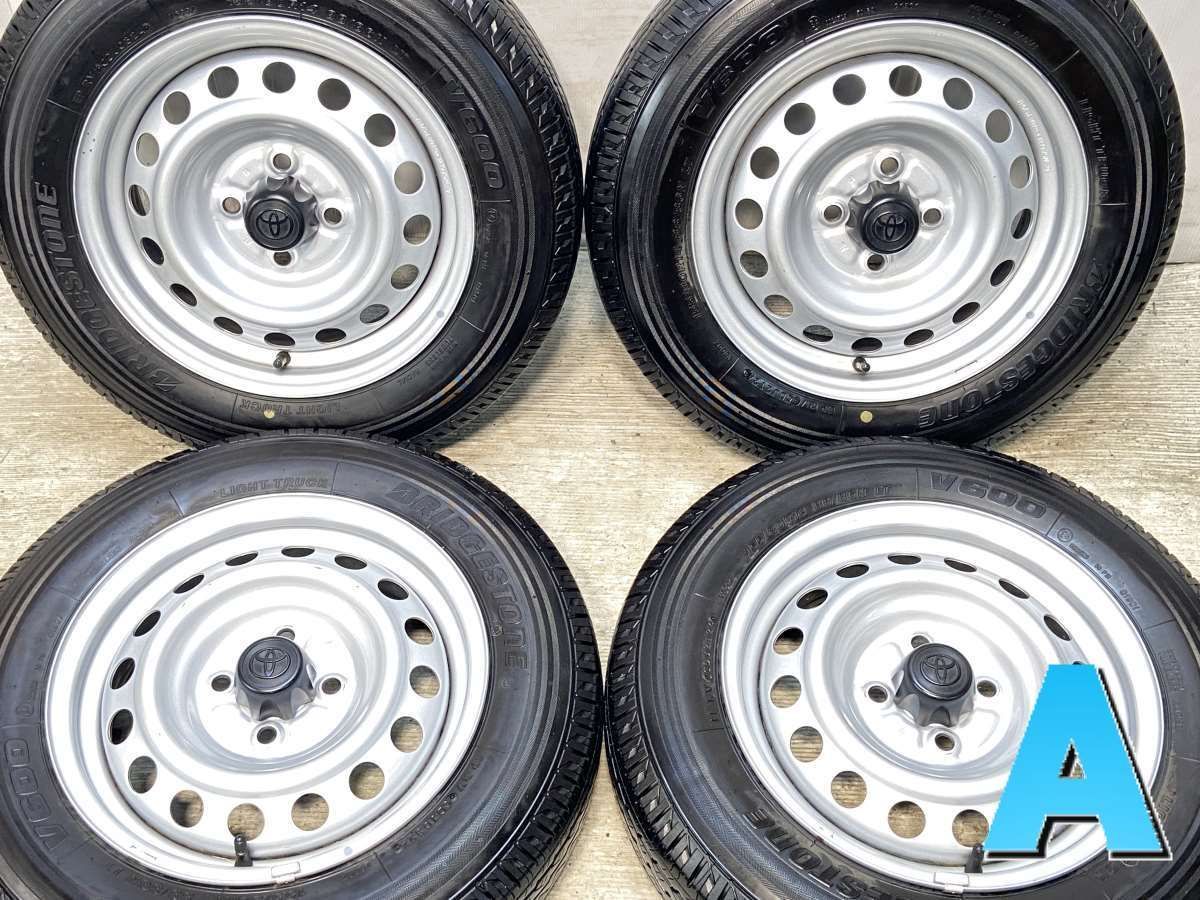 155|80R14 88|86LT ブリヂストン V600 トヨタ純正 AL 14x5.0 100-4穴 タイヤ サマータイヤ ホイールセット 4本セット s14250421025