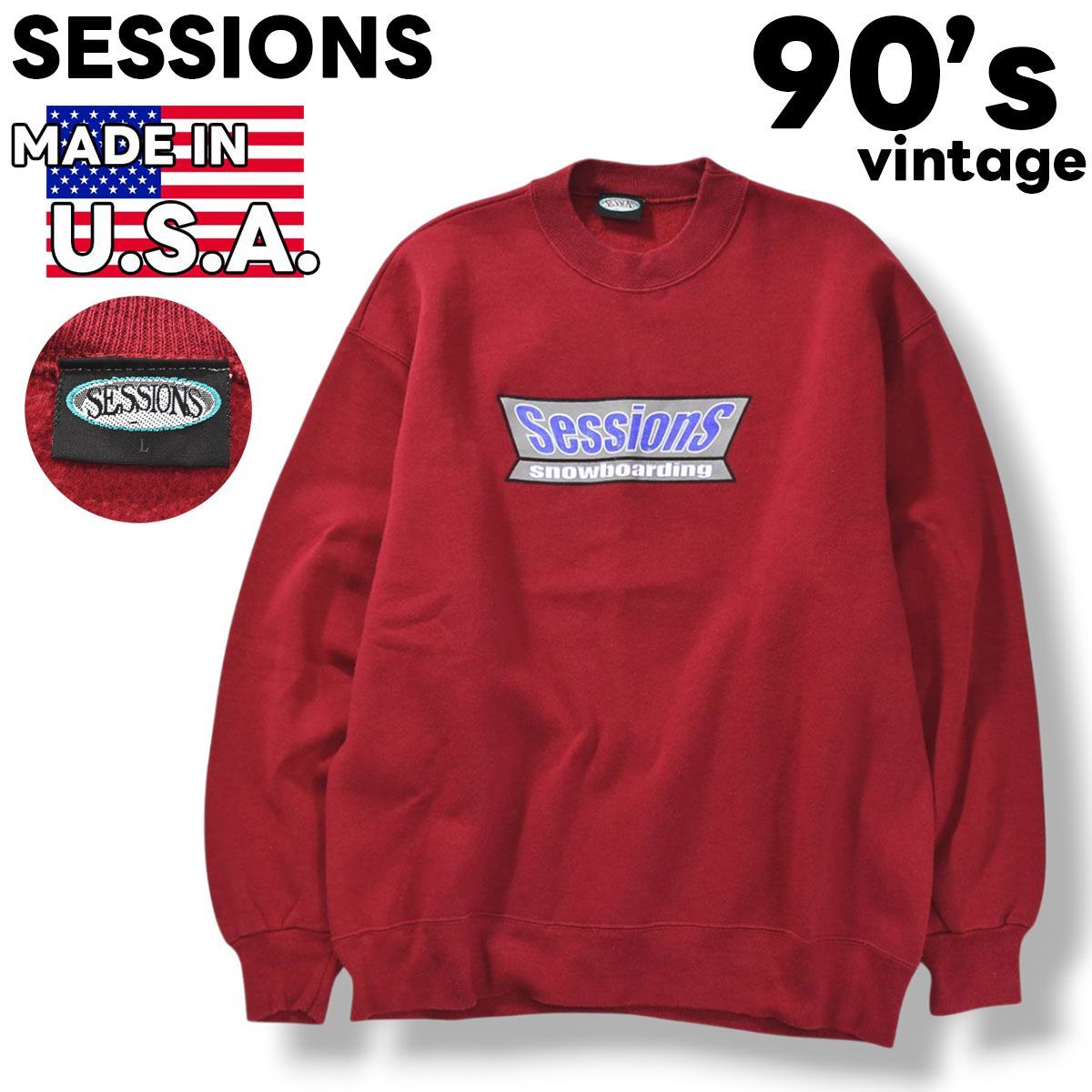 90s ヴィンテージ USA製 セッションズ SESSIONS ロゴ プリント 