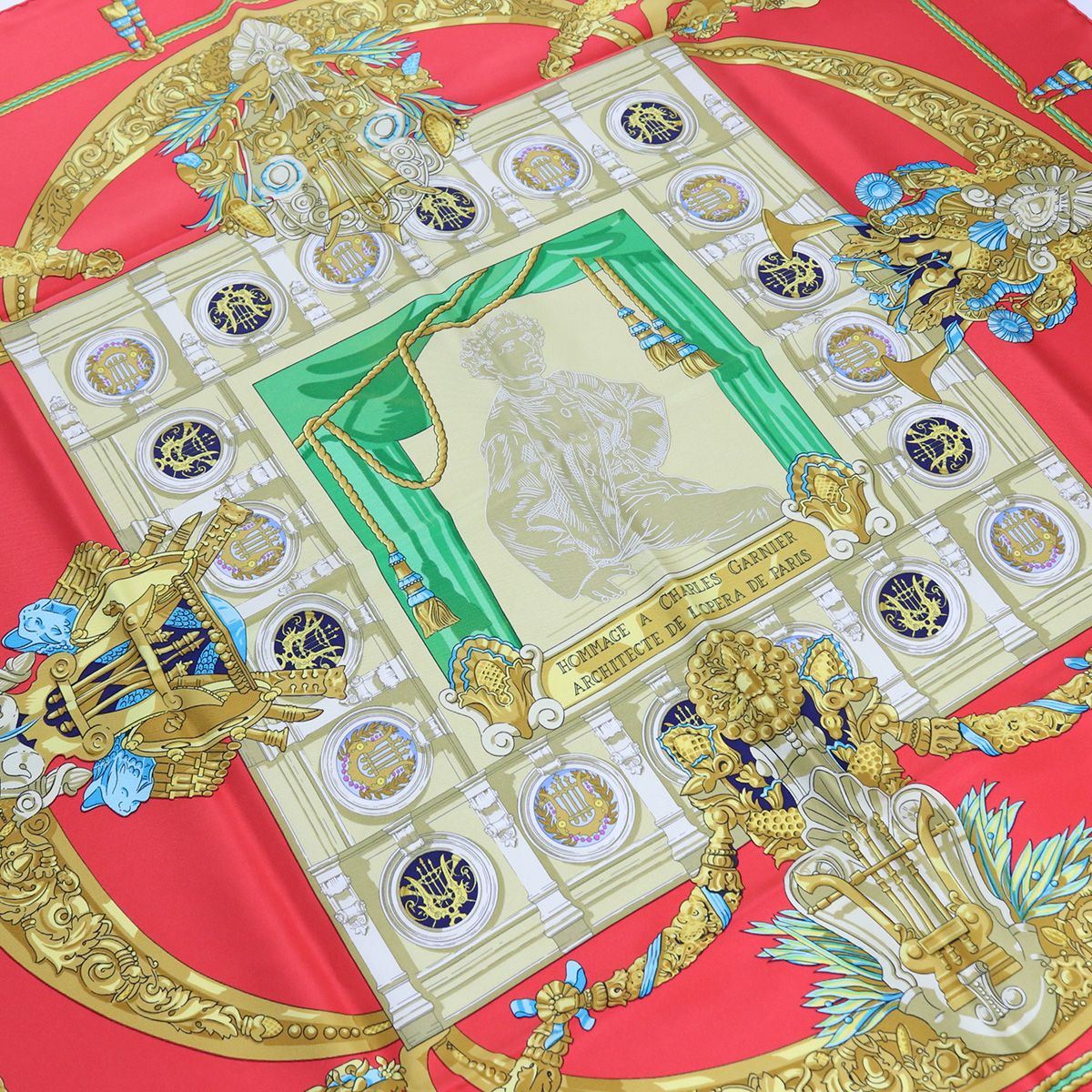 【YOUページ】美品✨エルメス カレ90 シャルル・ガルニエへの賛辞 HERMES エルメス カレ90 シャルルガルニエヘノ賛辞 スカーフ シルク