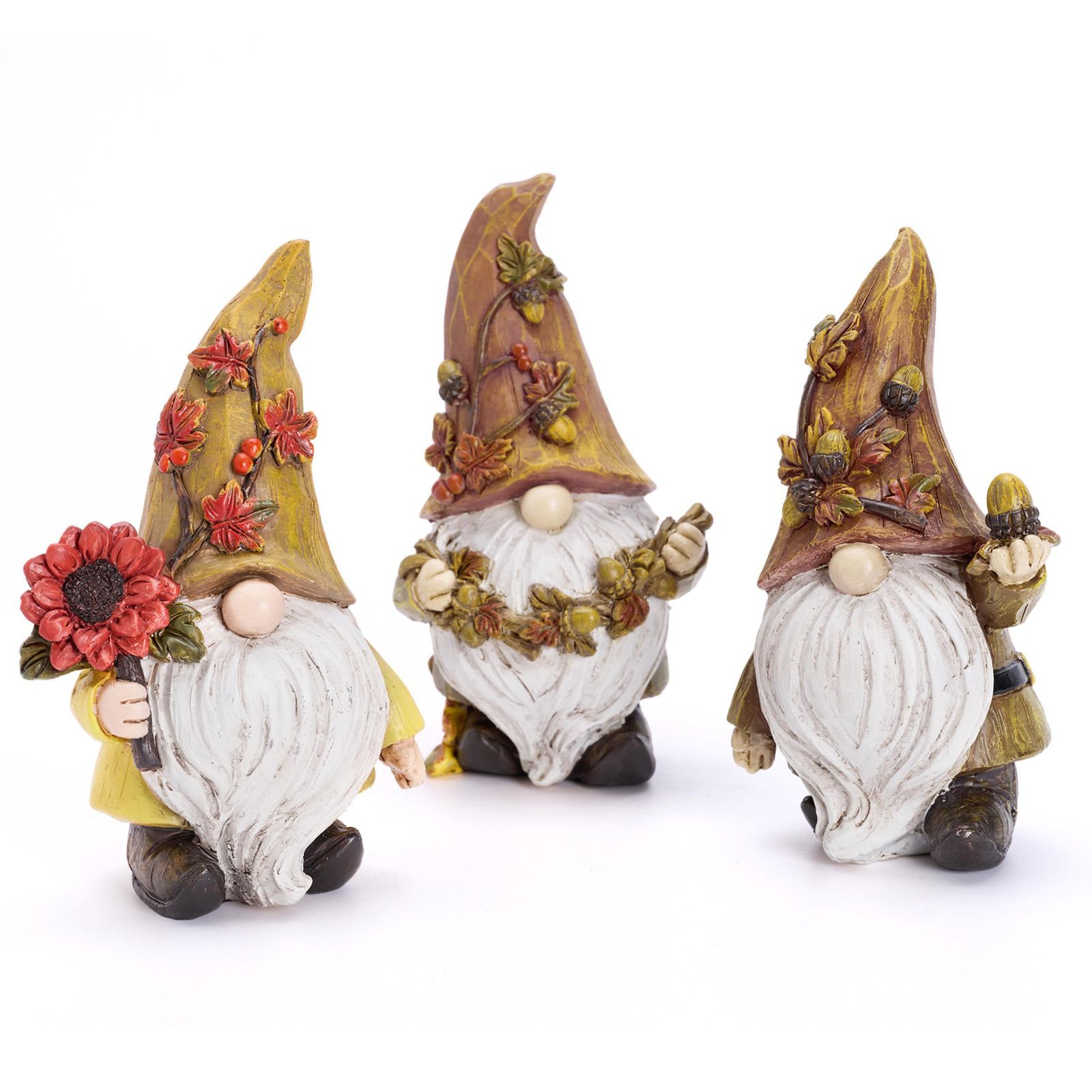 売切注意 秋の庭 かわいい オブジェ ハロウィン 3個セット置物 大地の妖精ノーム 感謝祭 季節の飾り 秋の装飾 秋の飾り 誕生日プレゼント ハロウィン飾り 樹脂製 Madelyn 10cm Valery