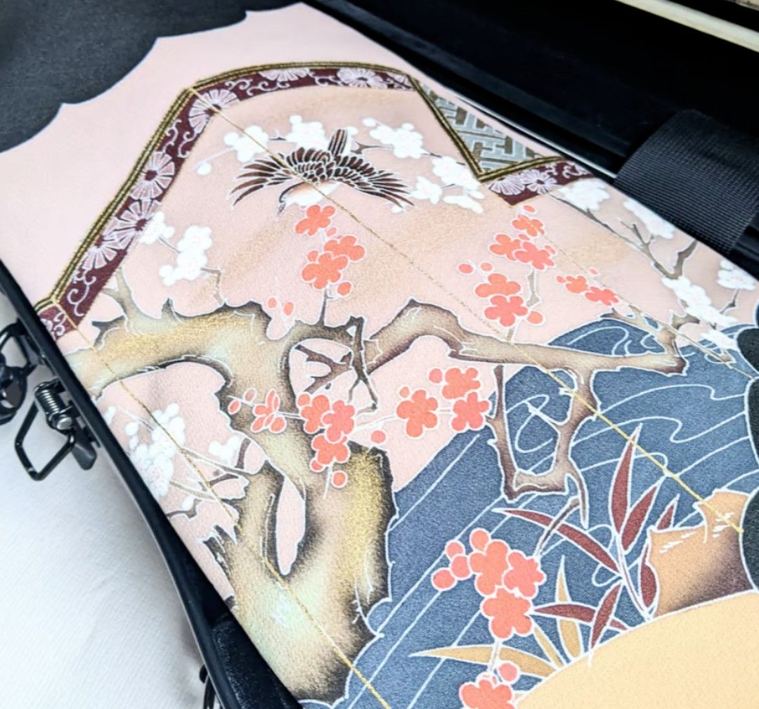 両面 紅白梅屏風絵 silk violin blanket シェル型 バイオリンケースマット ヴァイオリン 音楽ギフト