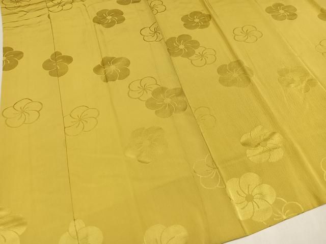 平和屋着物○長襦袢 無双仕立て 色無地 梅地紋 芥子色 正絹 逸品