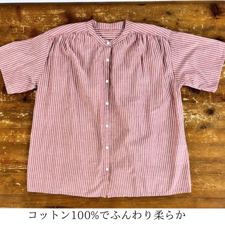 バンドカラーシャツブラウス シャツ ブラウス レディース 半袖