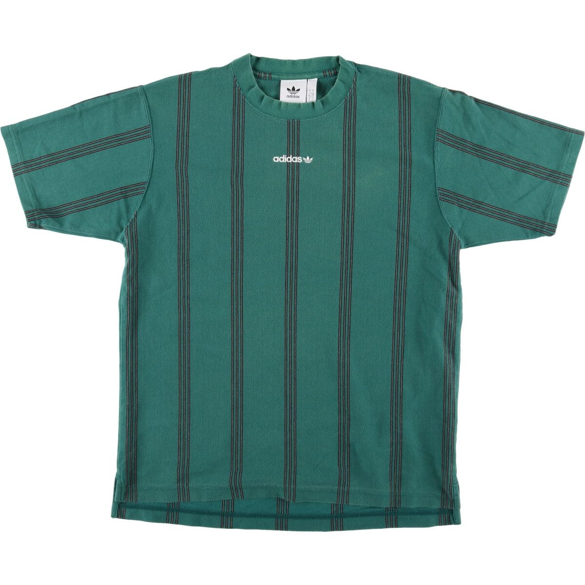 古着 アディダス adidas ストライプ柄 ロゴプリントTシャツ メンズL/eaa433329