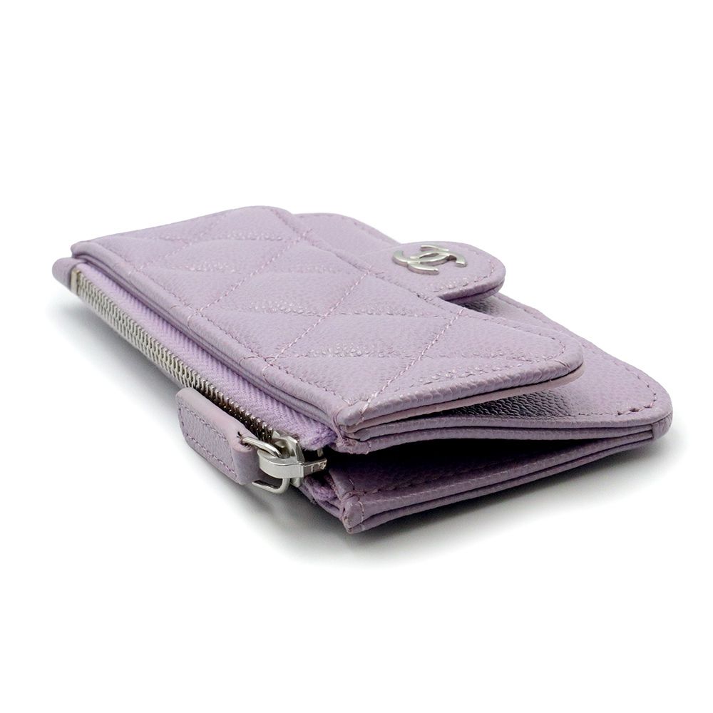 （新品・未使用品）シャネル CHANEL ココマーク マトラッセ クラシック ジップ ケース 小銭入れ 財布 キャビアスキン レザー ラベンダー パープル 紫 シルバー金具 AP2570 箱付 シャネル ココマーク マトラッセ クラシック ジップ コインケース 小銭