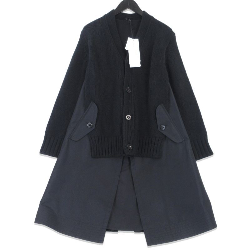 新品タグつき✨　sacai ドッキングカーディガン　コットンウールブレンド sacai サカイ ドッキング ロングカーディガン 23-06778 ウィメンズ
