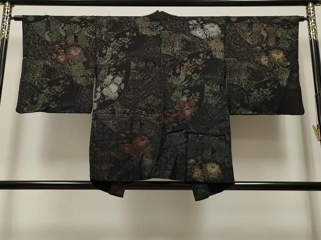 【い花車 御所車 正絹縮緬 小紋 着物】 小紋着物 正絹 桜の花 水色 アンティーク A-2460 - メルカリ
