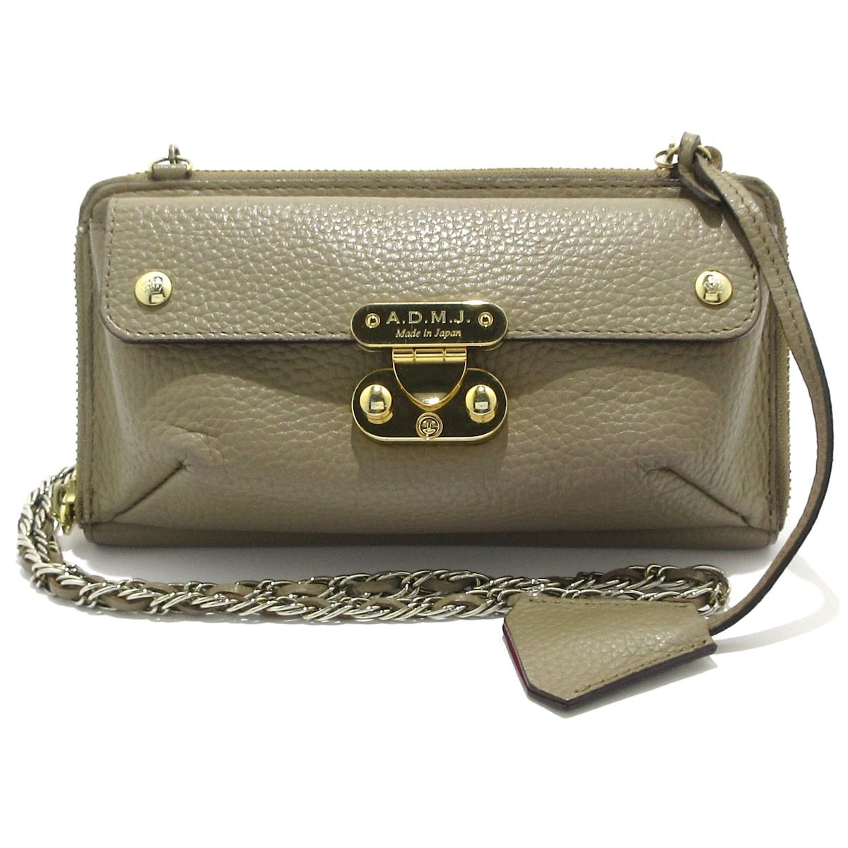 AccessoiresDeMademoiselle ADMJ アクセソワ ドゥ マドモワゼル 財布 - ベージュ チェーンウォレット|ラウンドファスナー レザー
