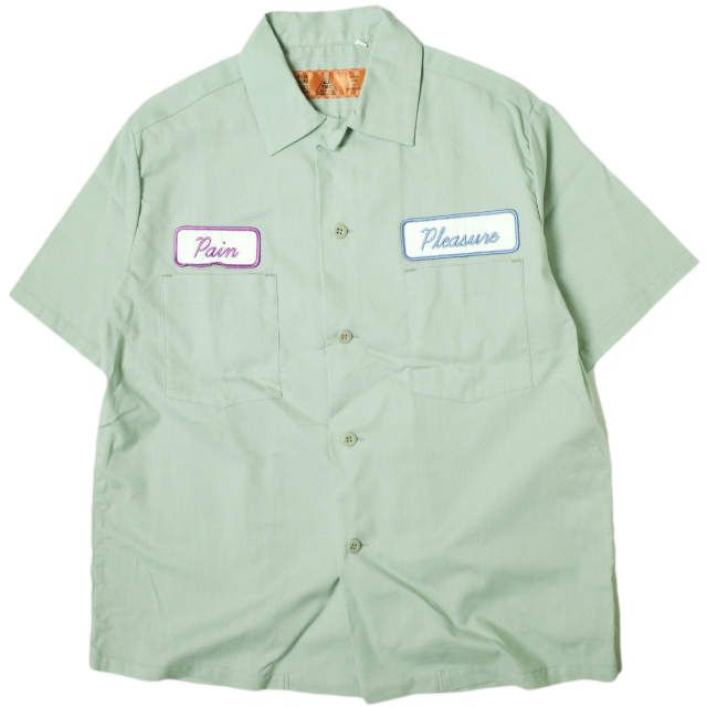 THE モンゴリアンチョップス 日本製 Pu0026P PAINu0026PLEASURE SHIRT ショートスリーブワークシャツ 2 Light Green 半袖 ワッペン トップス g17117