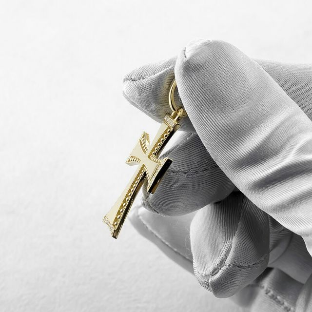 ネックレス 18金 k18 クロス 十字架 ダイヤモンド 喜平 ユニ