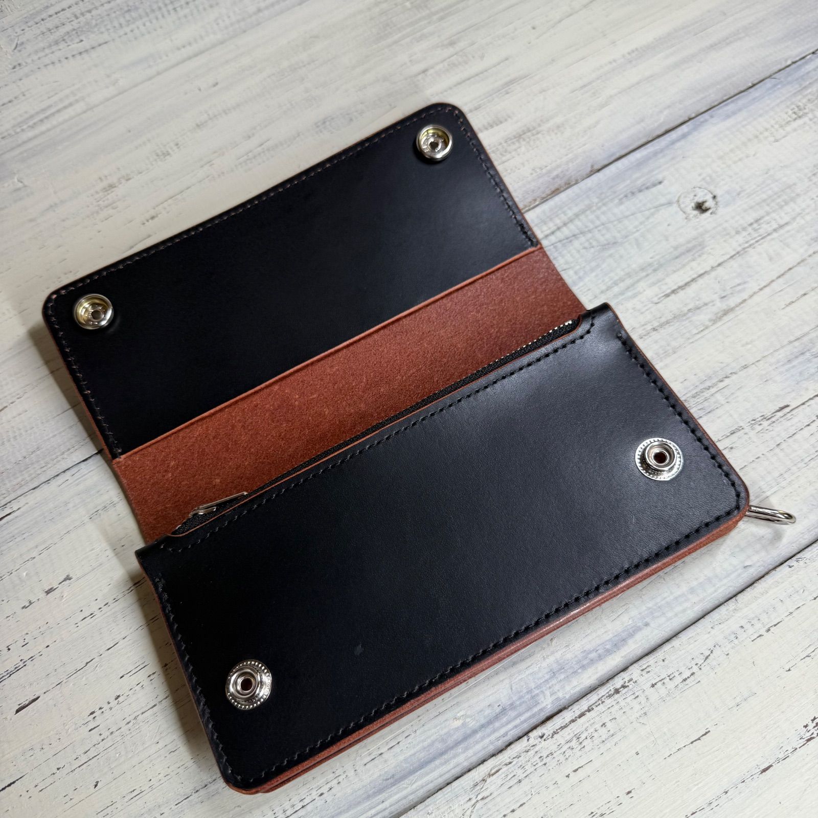 トラッカーウォレット ロング 2層】 ネイビー 栃木レザー