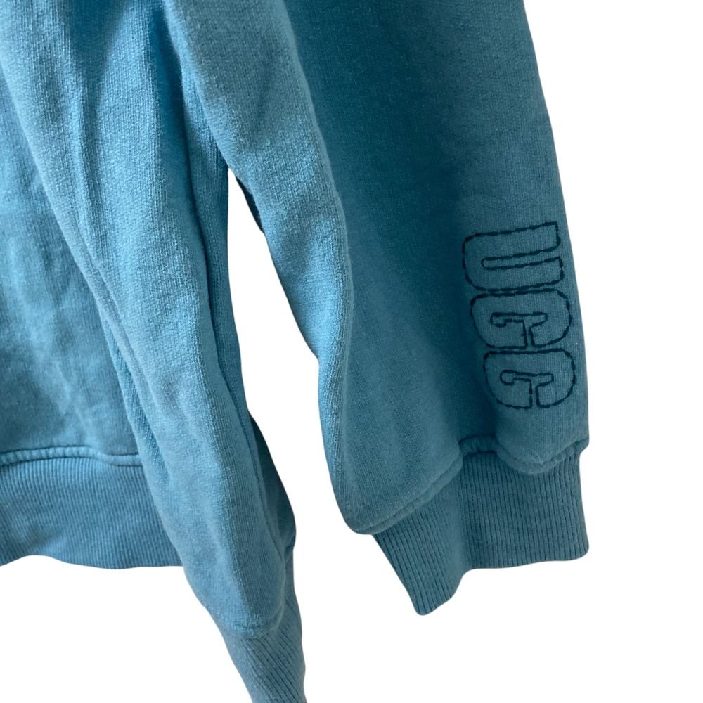 良品 UGG アグ 袖ロゴ オーバーサイズ プルオーバー スウェットパーカー S ブルー レディース 古着 中古 良品 UGG アグ 袖ロゴ オーバーサイズ プルオーバー スウェット