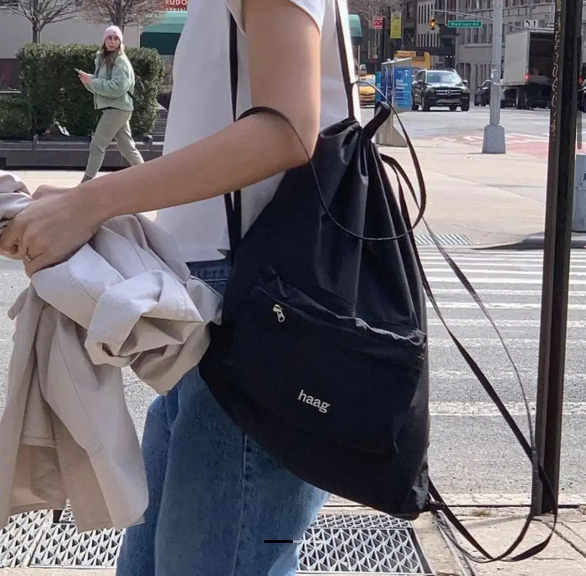 haag ヘイグ　backpack ストリングバックパック　リュック HAAG(ハーグ) ストリング リュック リュックサック ブラック 秋
