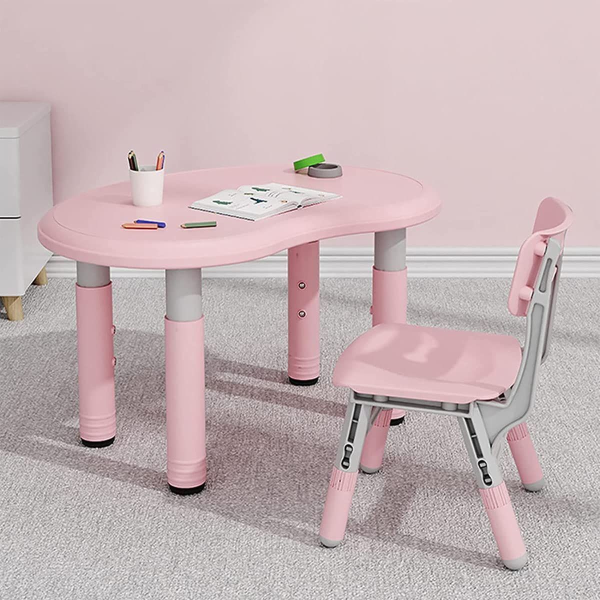 【新着商品】学習/絵かき/ダイニング 誕生日プレゼント/クリスマス/入園祝い 子供部屋 最大荷重量100KG 安心安全設計 キッズテーブル＆チェア 高さ調節可能 子ども用家具 キッズデスク デス