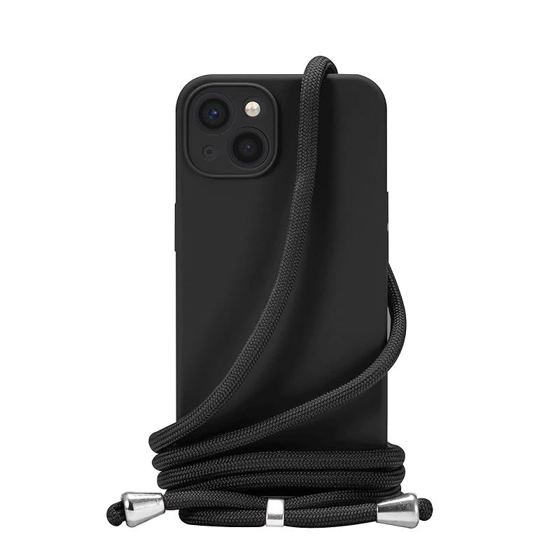 新品　Handodo 対応: Apple iPhone 13 mini ケース - iPhone 13 mini カバーネック ショルダー ストラップ付き スマホ シリコン カバー 紐付き 斜めがけ， 織りストラップ付き 調節可能なショルダー クロ