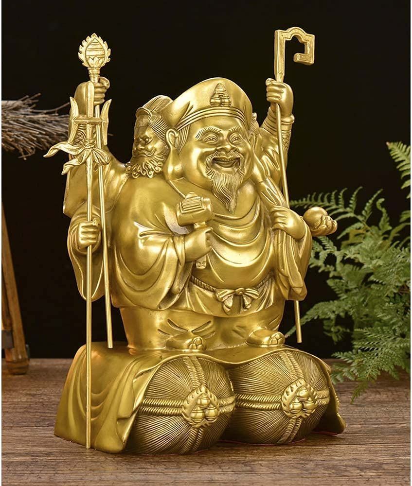 銅製：大黒天座像 大黒天 三面大黒天 銅製 開運 商売繁盛 金運アップ 真鍮 仏像