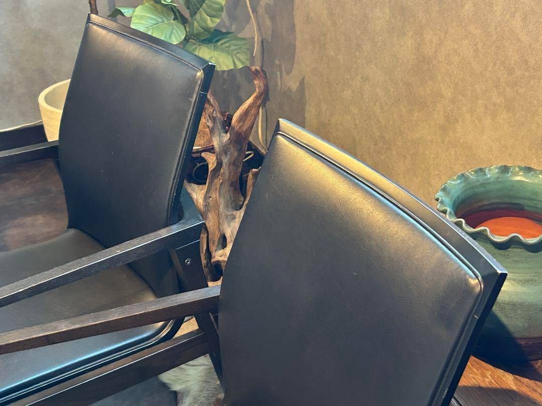 高級家具 カリモク アームチェア ブラックレザー CS64モデル NHS