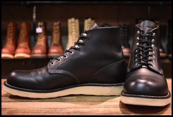 【9D 良品 10年】レッドウィング 8165 アイリッシュセッター 黒 ブラッククローム プレーントゥ 編み上げ ブーツ redwing HOPESMORE【EI359】