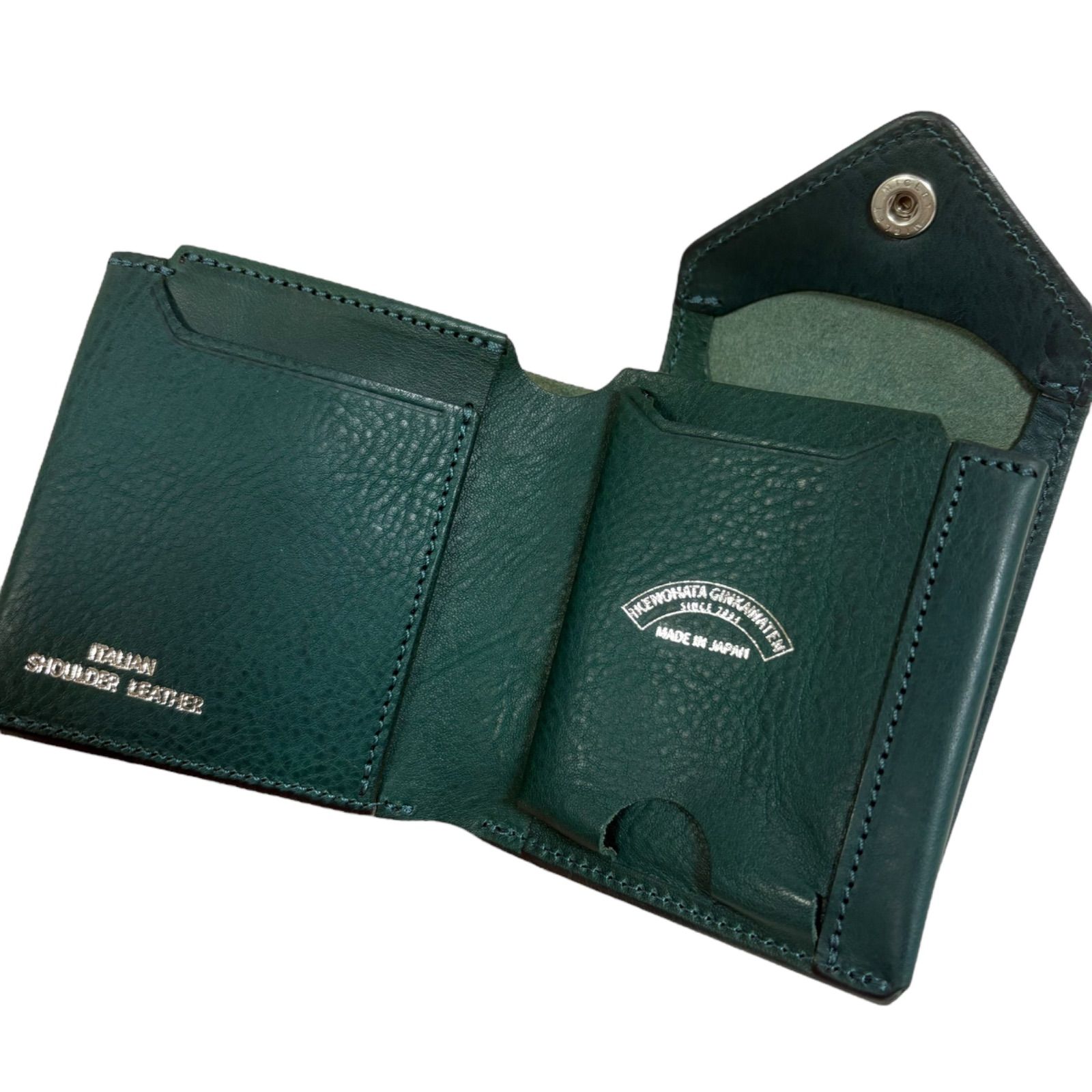 展示未使用】cramp シュリンクレザー スリムウォレット 池之端銀