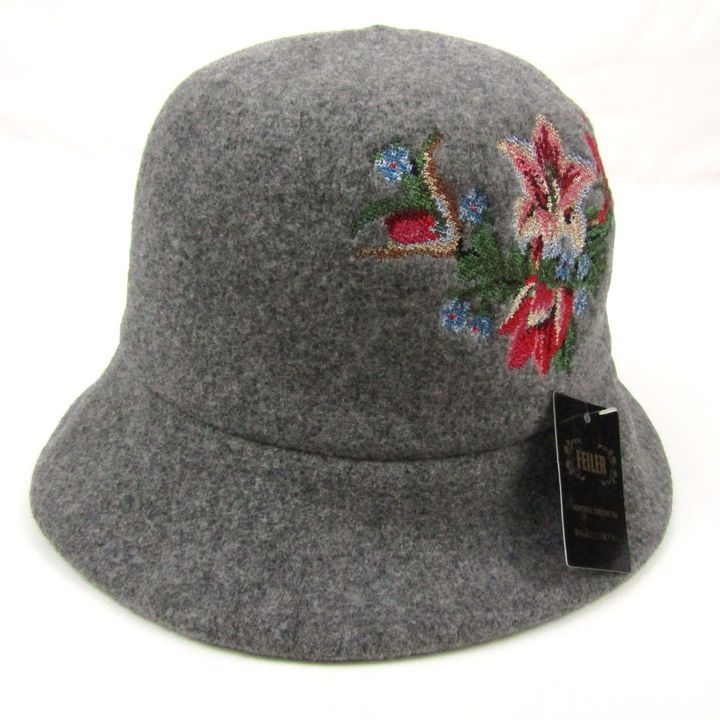 フェイラー ハット 帽子 ブランド 花柄 刺繍 ♥品 レディース グレー FEILER