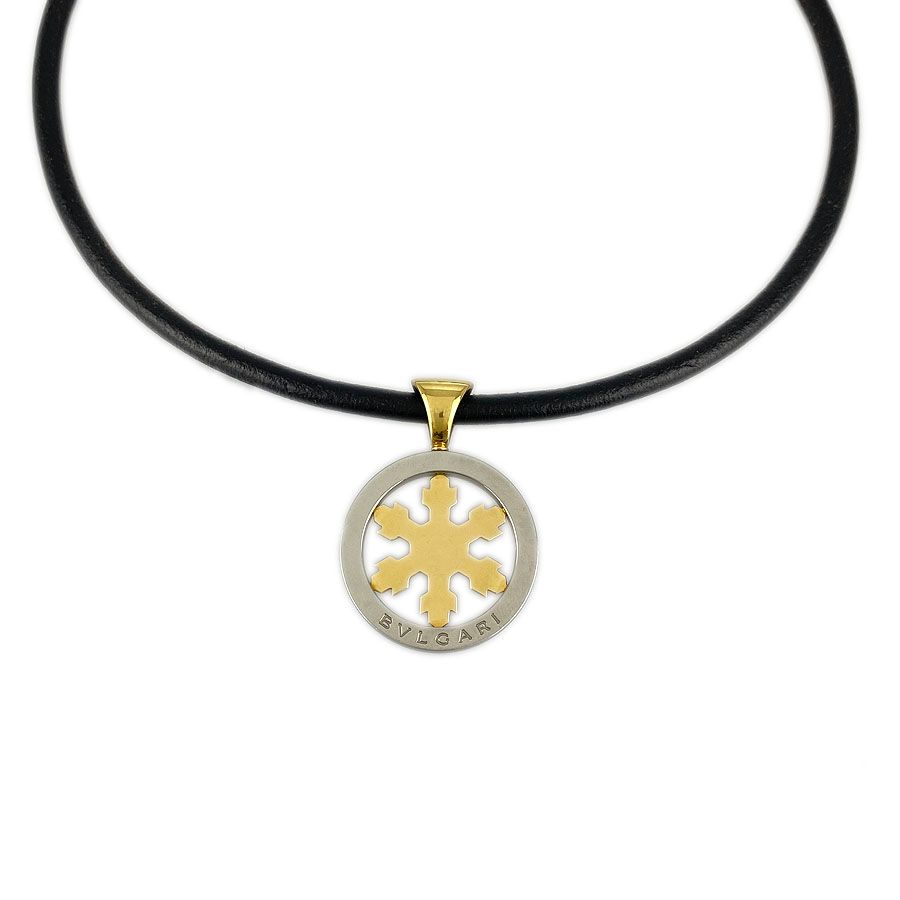 ブルガリ BVLGARI トンド スノー フレーク ペンダントトップ レザー