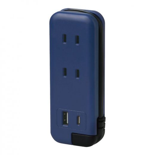 ソニック ユートリムエル スリムポータブルコンセント ポーチ付 USB-C ネイビー UL-6357-K （1点）