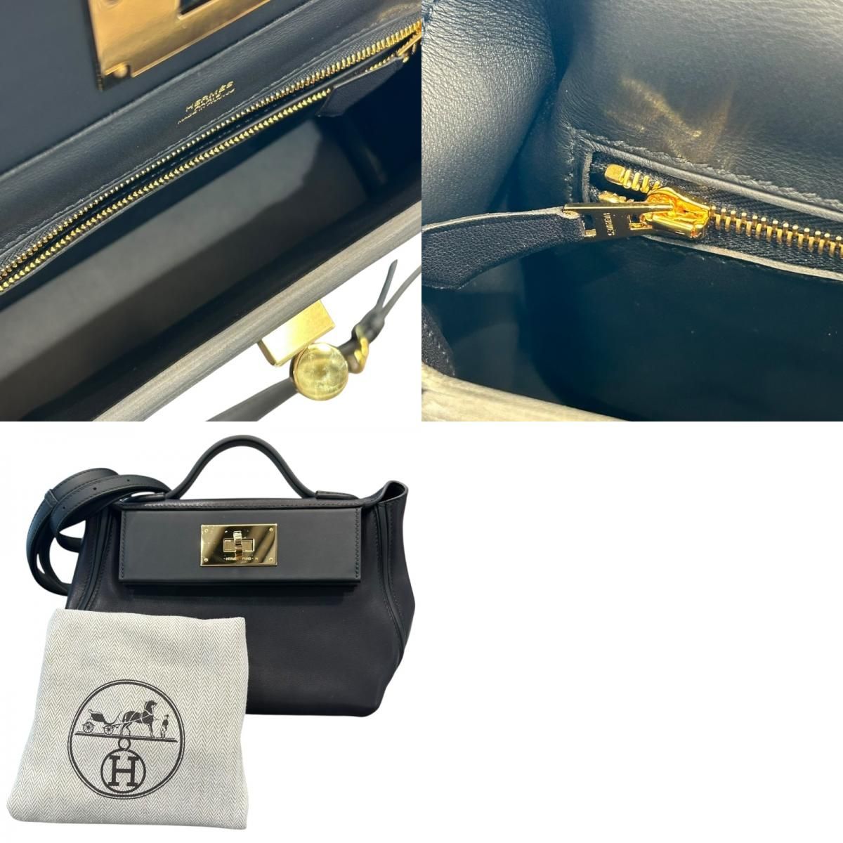 エルメス HERMES ヴァンキャトルミニ K刻 ブラック ゴールド金具